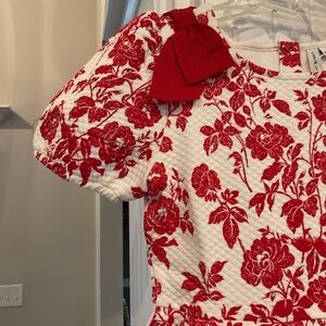 Janie and Jack White Dress with Red Floral Pattern